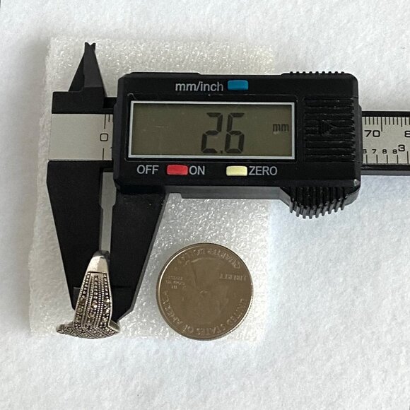 Sterling Silver 925 Art Deco Style Marcasite Asymmetric Wide Band Ring Sz 6.5 - Picture 15 of 16